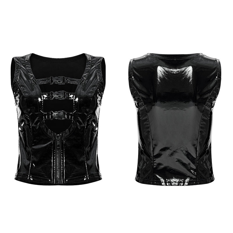 WY-1470PDF Punk sexy patent leather vest