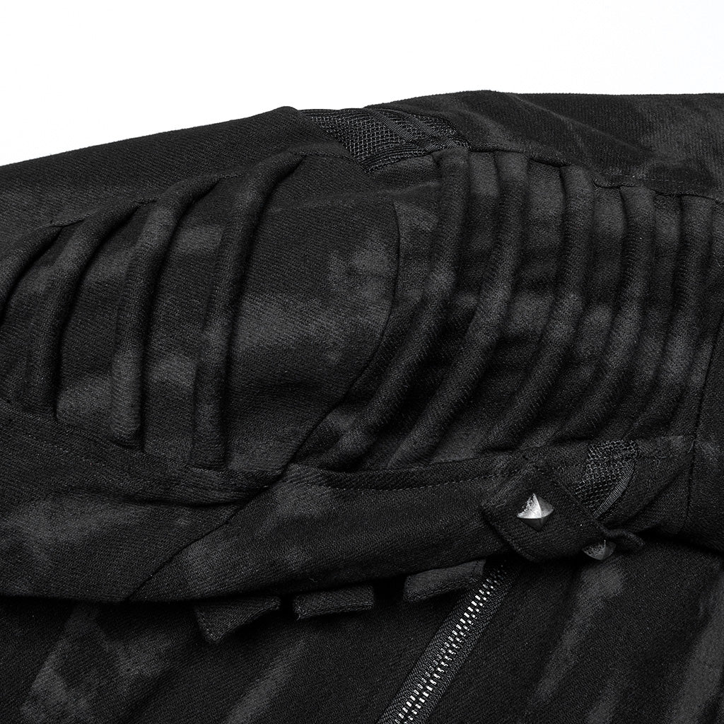 WY-1487XCM Gothic Long Punk Coat with Rivet Shoulder Details?-??Punk Rave Clothing