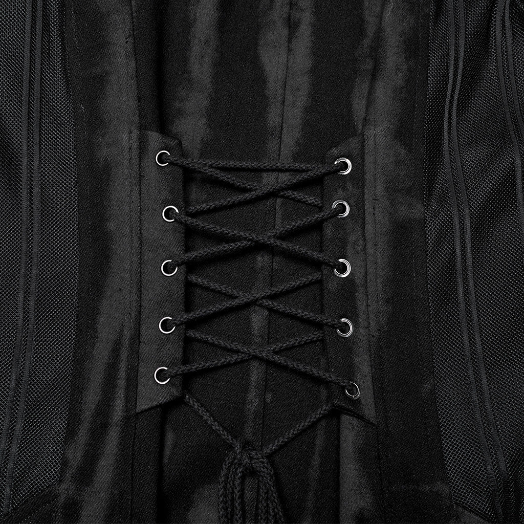 WY-1487XCM Gothic Long Punk Coat with Rivet Shoulder Details?-??Punk Rave Clothing
