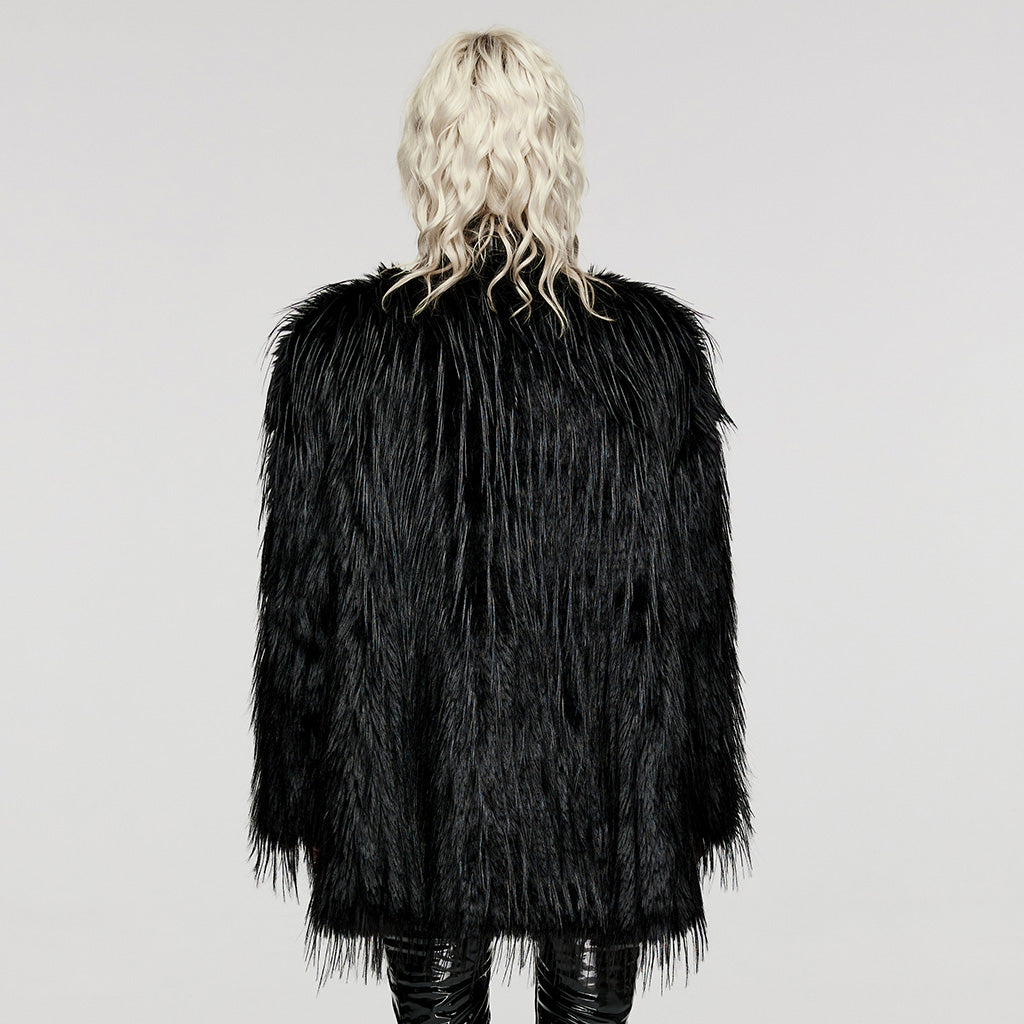 WY-1499DQF Untrimmed faux fur coat