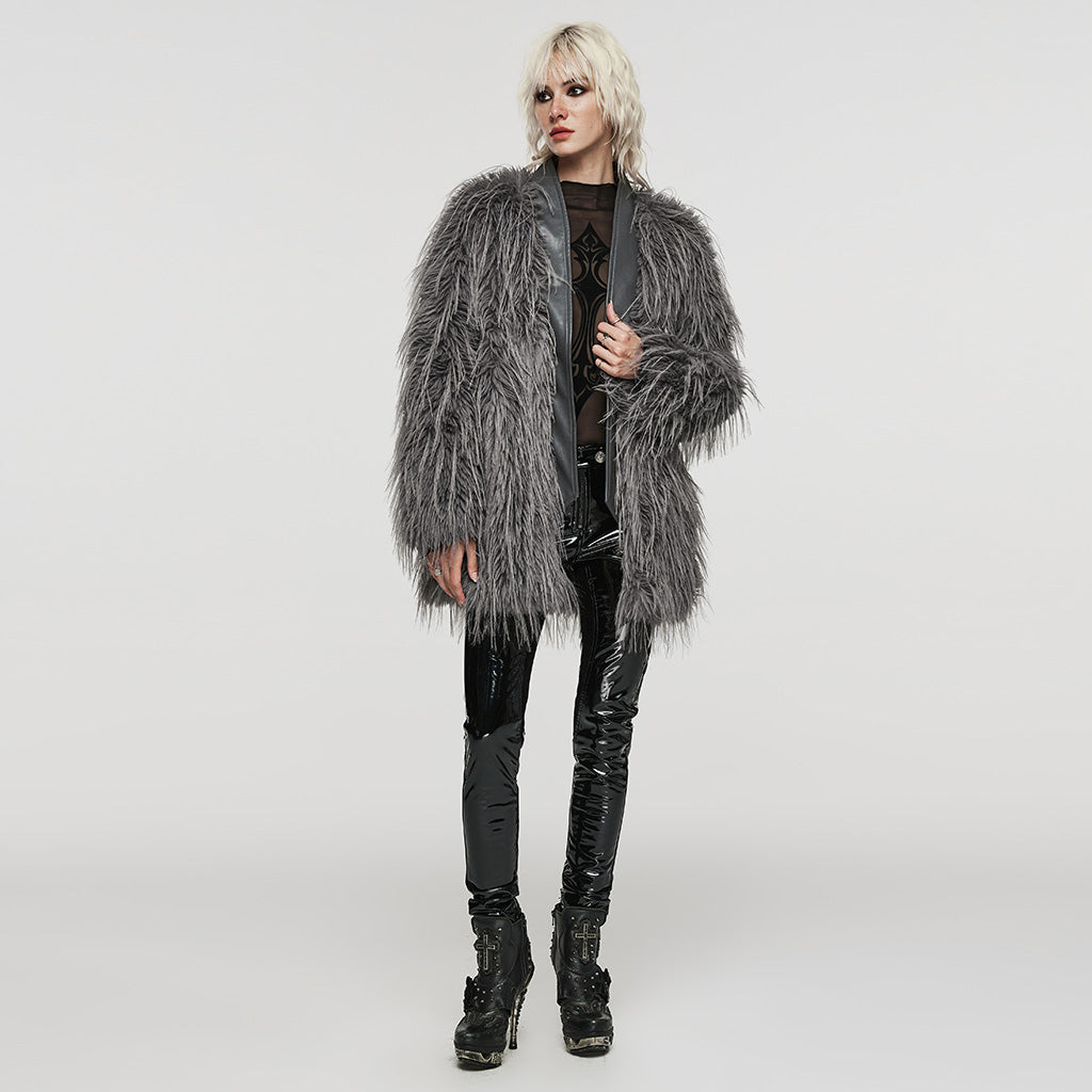 WY-1499DQF Untrimmed faux fur coat