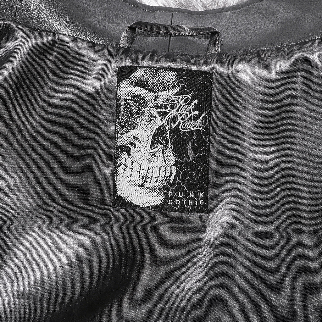 WY-1499 Punk Rave Gothic Faux Fur Coat Shaggy Black Punk Outerwear?-??Punk Rave Clothing