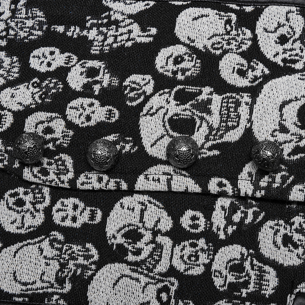 WY-1505MJM Mens Gothic Skull Pattern Slim Fit Vest?-??Punk Rave Clothing