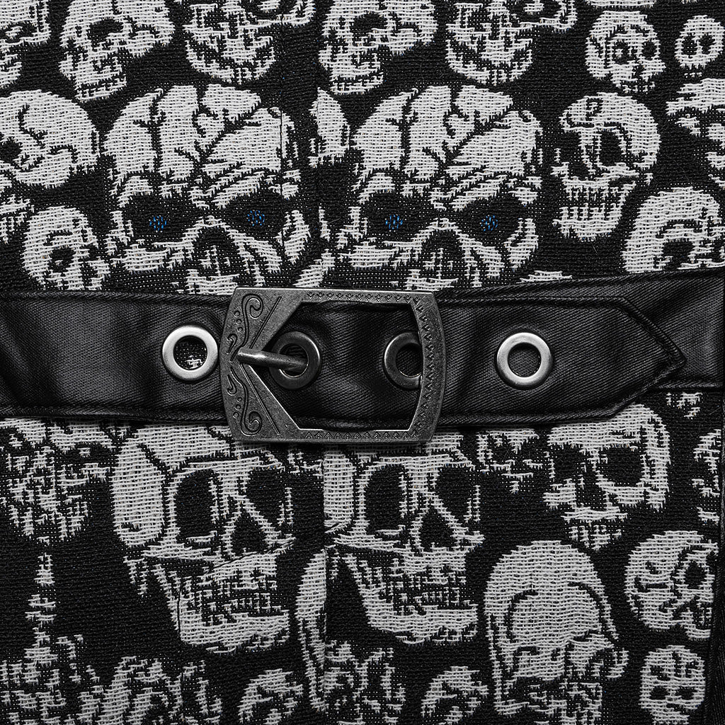 WY-1505MJM Mens Gothic Skull Pattern Slim Fit Vest?-??Punk Rave Clothing
