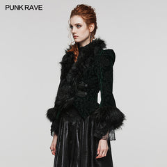 WY-1513XCF Punk Rave Gothic Coat Velvet Faux Fur Trimmed Victorian Style Jacket