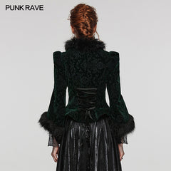 WY-1513XCF Punk Rave Gothic Coat Velvet Faux Fur Trimmed Victorian Style Jacket