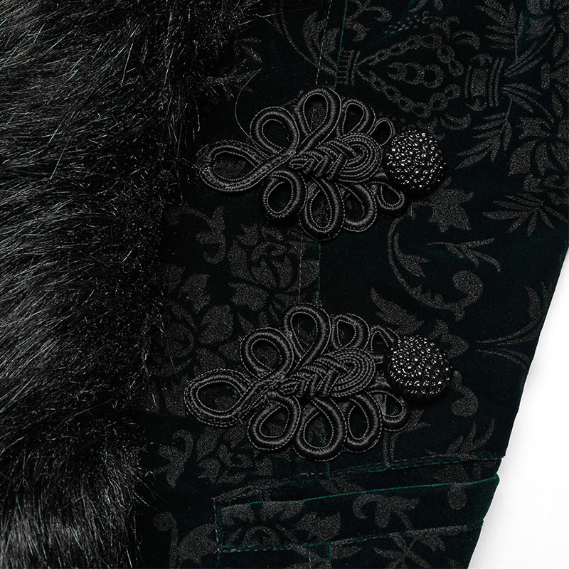 WY-1513XCF Punk Rave Gothic Coat Velvet Faux Fur Trimmed Victorian Style Jacket?-??Punk Rave Clothing