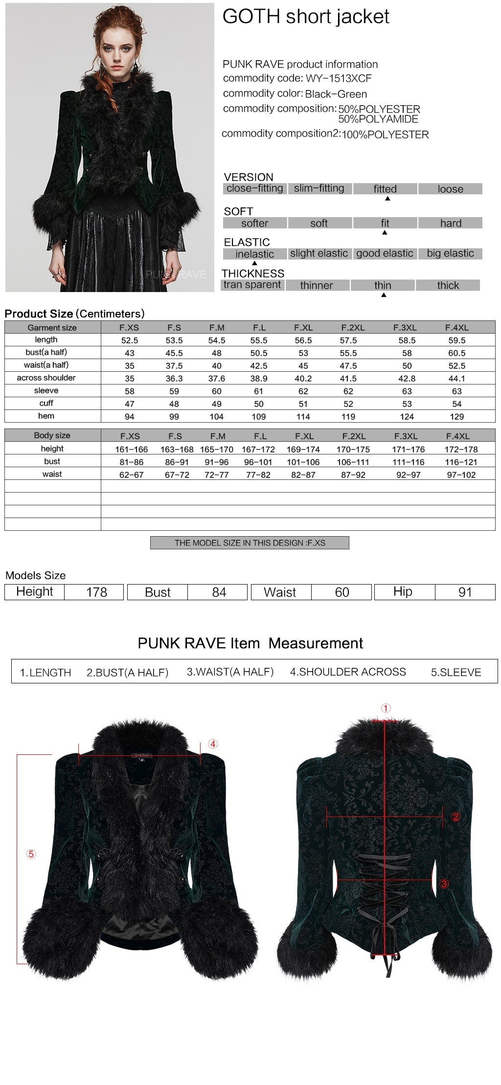 WY-1513XCF Punk Rave Gothic Coat Velvet Faux Fur Trimmed Victorian Style Jacket?-??Punk Rave Clothing