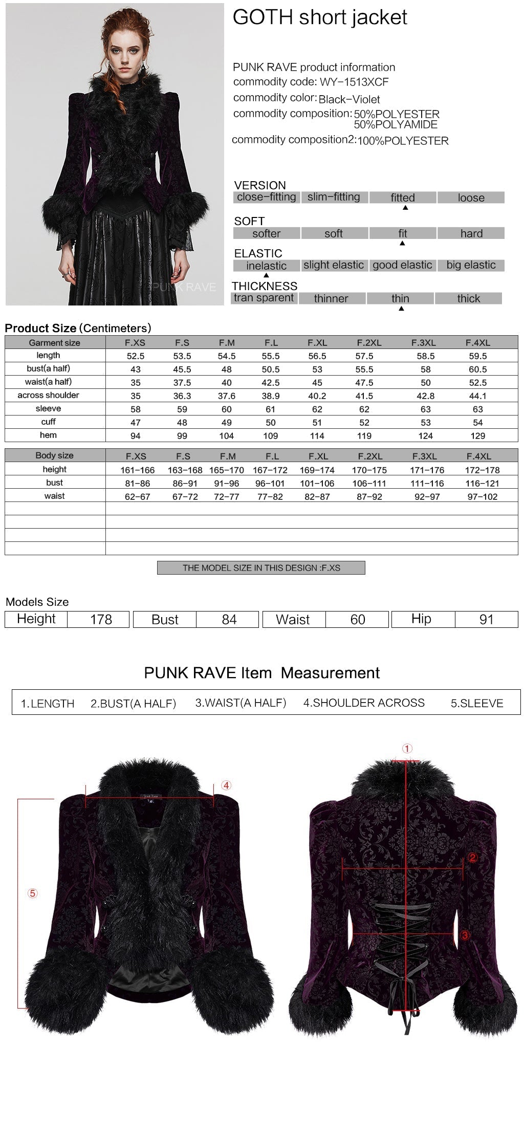 WY-1513XCF Punk Rave Gothic Coat Velvet Faux Fur Trimmed Victorian Style Jacket?-??Punk Rave Clothing