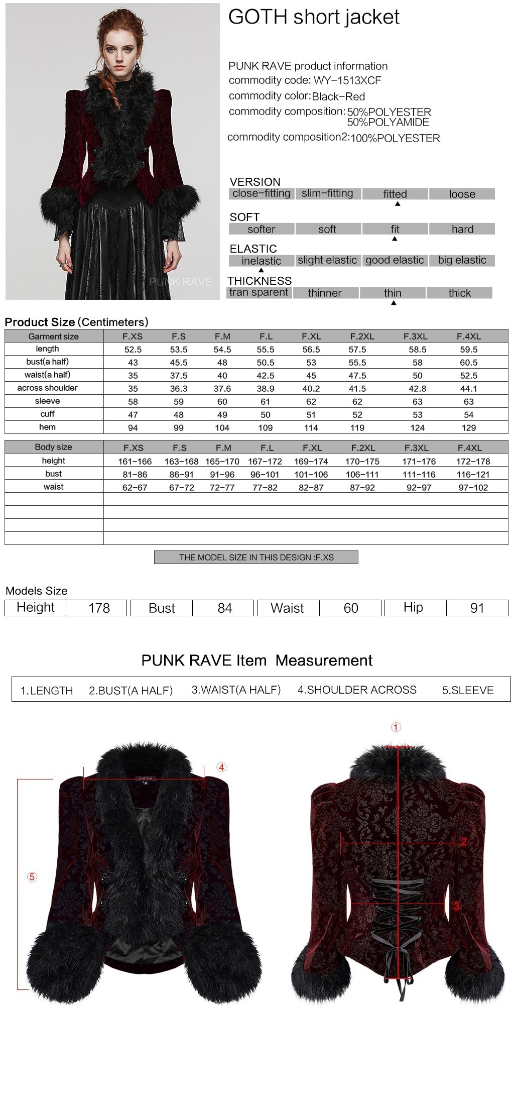 WY-1513XCF Punk Rave Gothic Coat Velvet Faux Fur Trimmed Victorian Style Jacket?-??Punk Rave Clothing