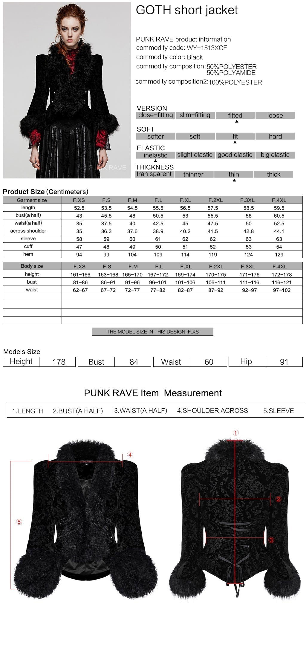 WY-1513XCF Punk Rave Gothic Coat Velvet Faux Fur Trimmed Victorian Style Jacket?-??Punk Rave Clothing