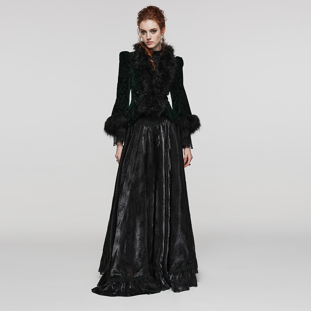 WY-1513XCF Punk Rave Gothic Coat Velvet Faux Fur Trimmed Victorian Style Jacket