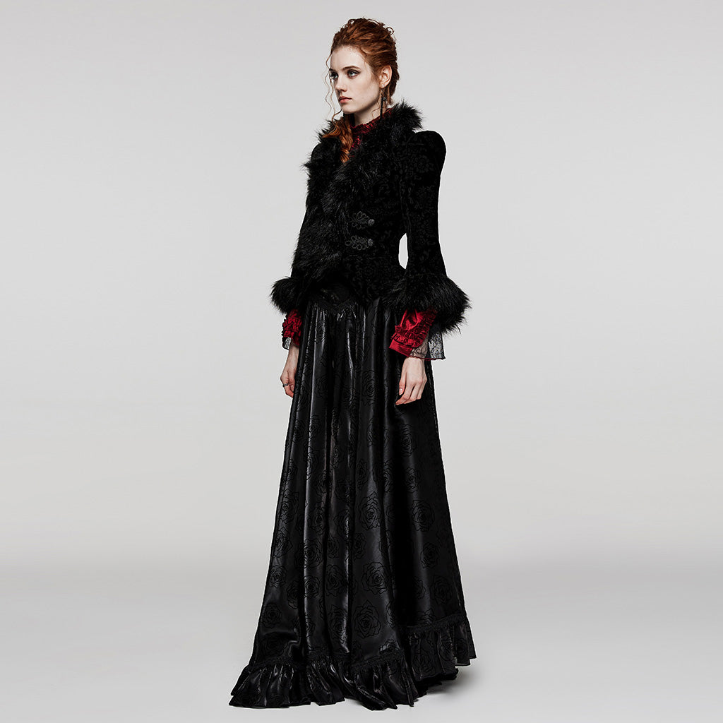 WY-1513XCF Punk Rave Gothic Coat Velvet Faux Fur Trimmed Victorian Style Jacket?-??Punk Rave Clothing