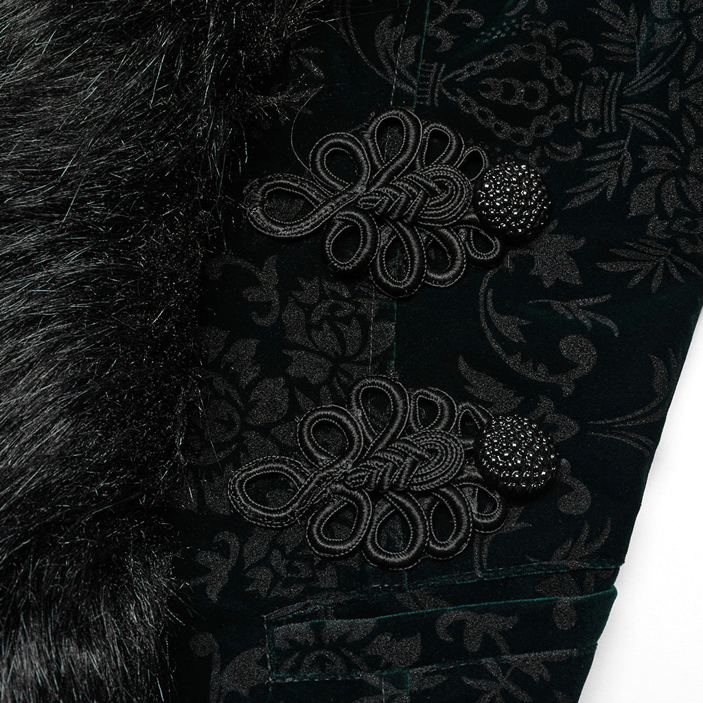 WY-1513XCF Punk Rave Gothic Coat Velvet Faux Fur Trimmed Victorian Style Jacket?-??Punk Rave Clothing