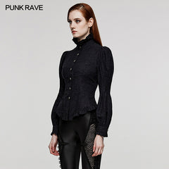 WY-1527CCF Punk Rave Gothic Shirt Victorian Style black Button-Up Blouse