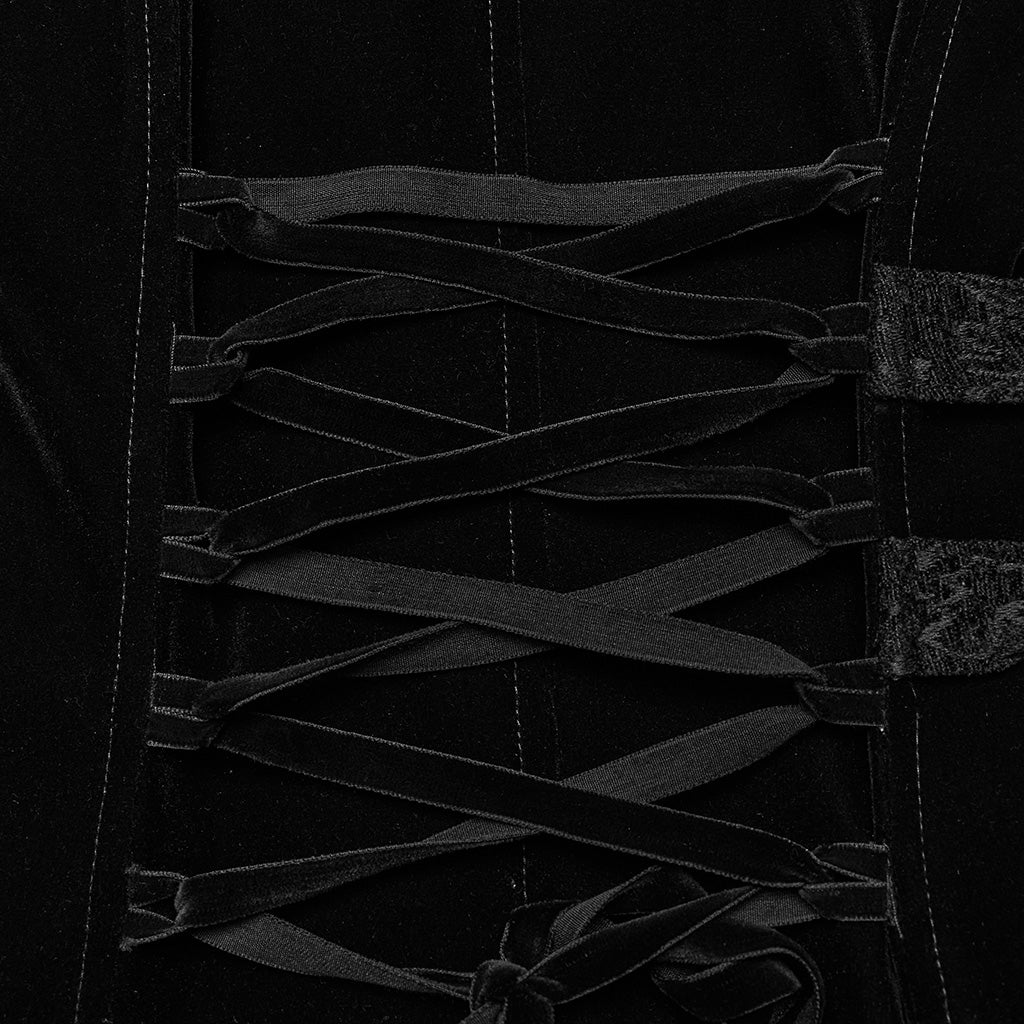 WY-1530XCF Punk Rave Gothic Coat black Velvet Asymmetrical Long Trench Jacket?-??Punk Rave Clothing