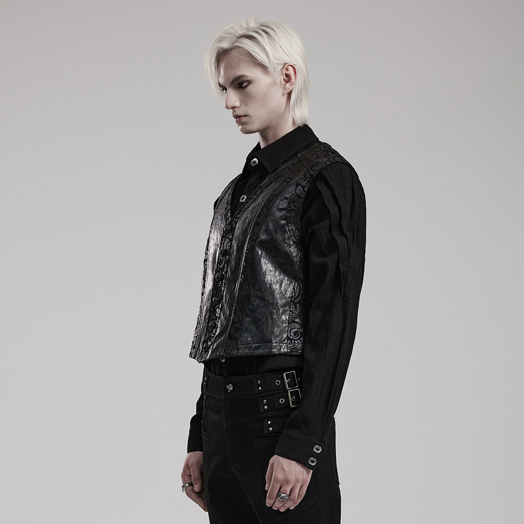 WY-1543MJM Mystic Gothic Embossed Vest with Intricate Baroque Design?-??Punk Rave Clothing