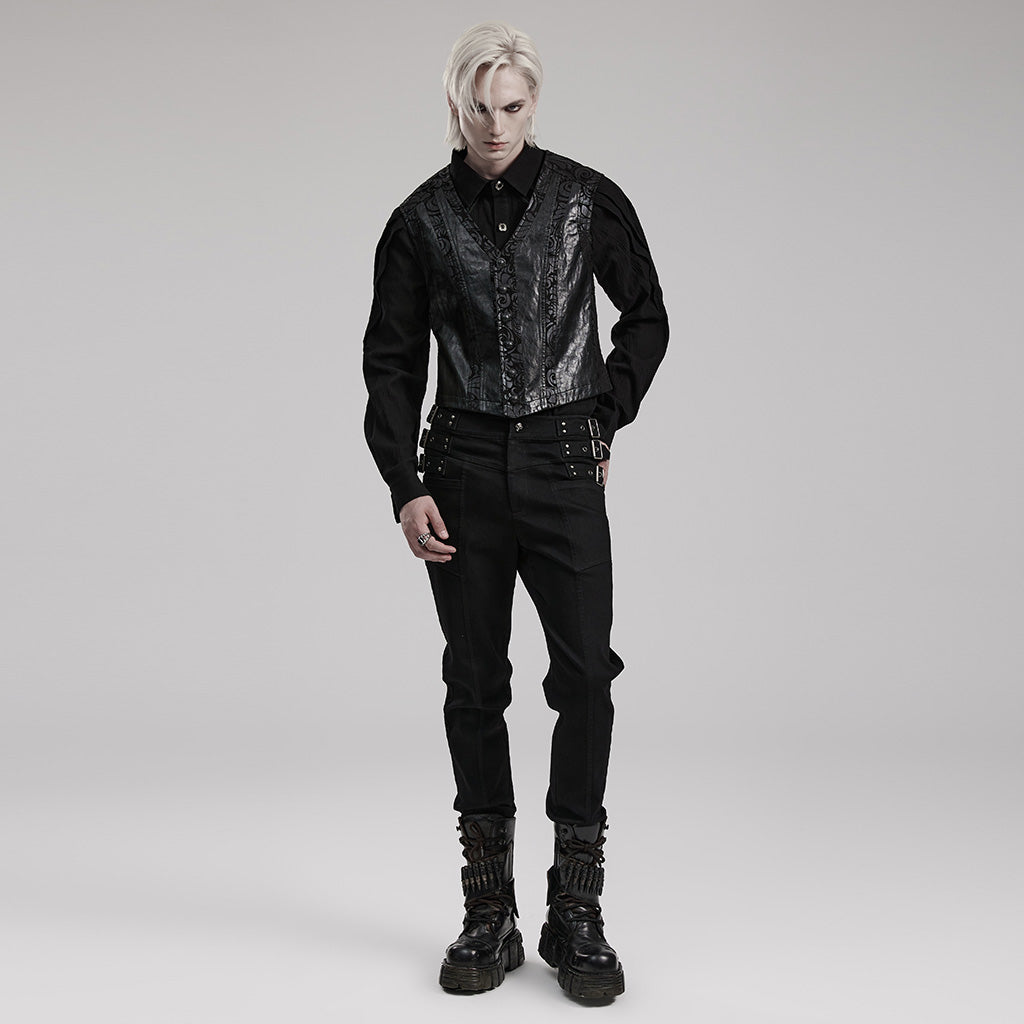 WY-1543MJM Mystic Gothic Embossed Vest with Intricate Baroque Design?-??Punk Rave Clothing