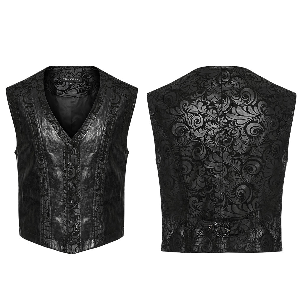 WY-1543MJM Mystic Gothic Embossed Vest with Intricate Baroque Design?-??Punk Rave Clothing