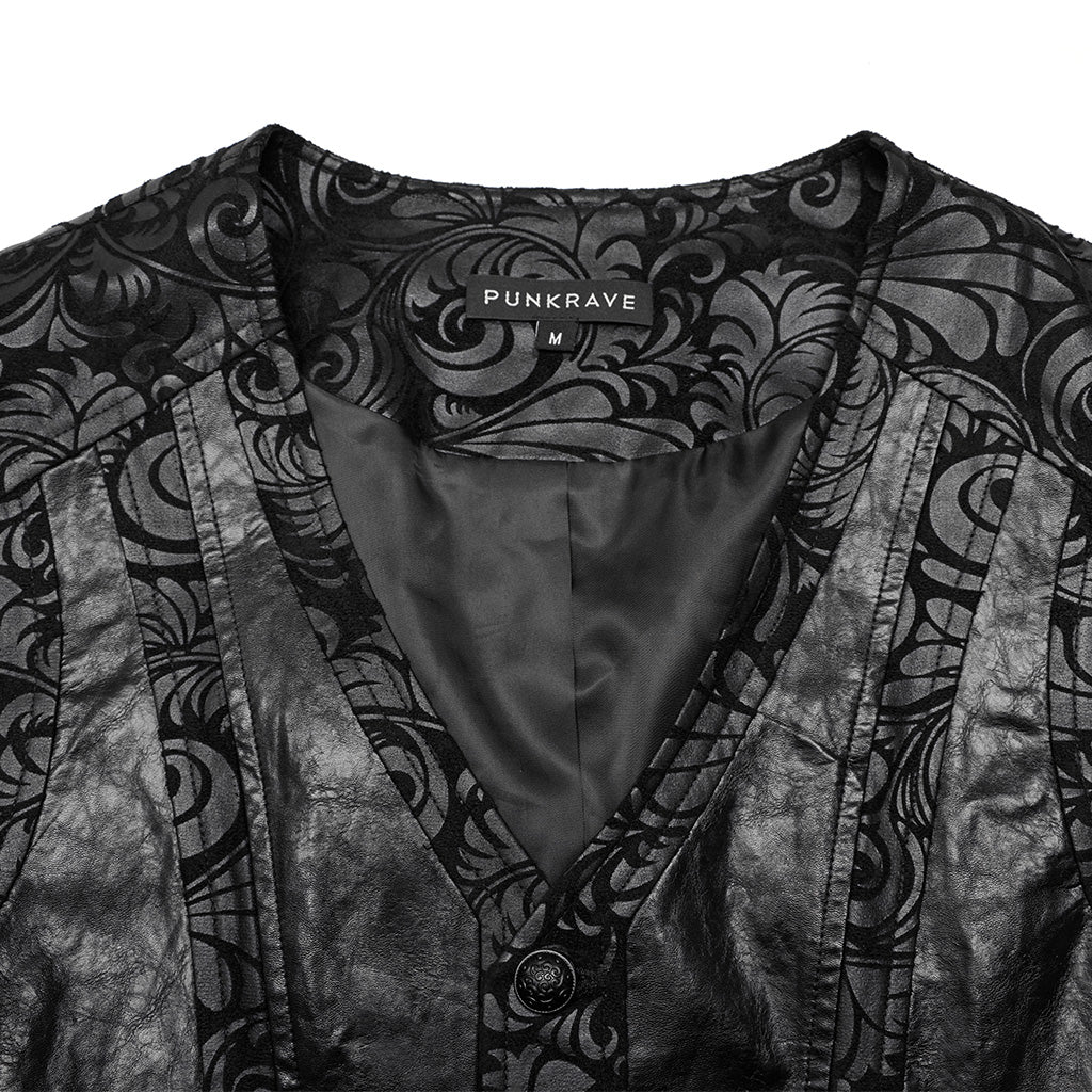 WY-1543MJM Mystic Gothic Embossed Vest with Intricate Baroque Design?-??Punk Rave Clothing