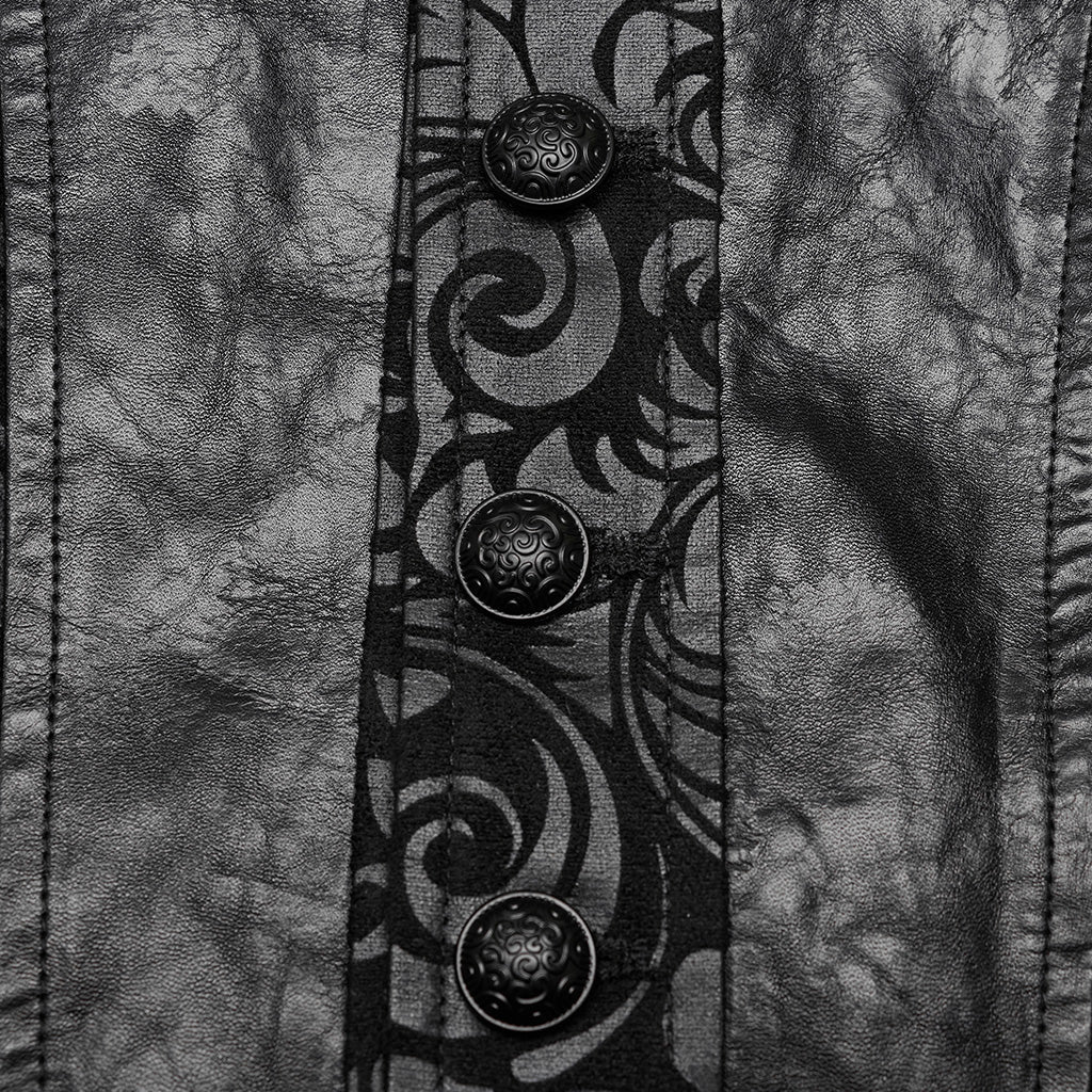 WY-1543MJM Mystic Gothic Embossed Vest with Intricate Baroque Design?-??Punk Rave Clothing