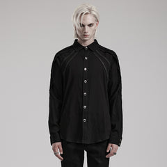 WY-1548CCM Mens Gothic Shirt Button-Up black Long Sleeve Cotton Fashion