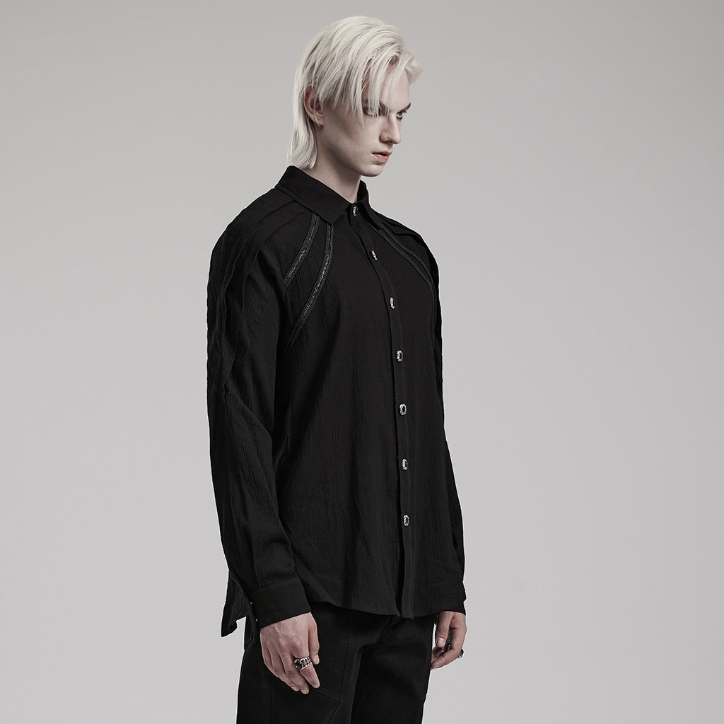 WY-1548CCM Mens Gothic Shirt Button-Up black Long Sleeve Cotton Fashion?-??Punk Rave Clothing