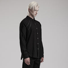 WY-1548CCM Mens Gothic Shirt Button-Up black Long Sleeve Cotton Fashion