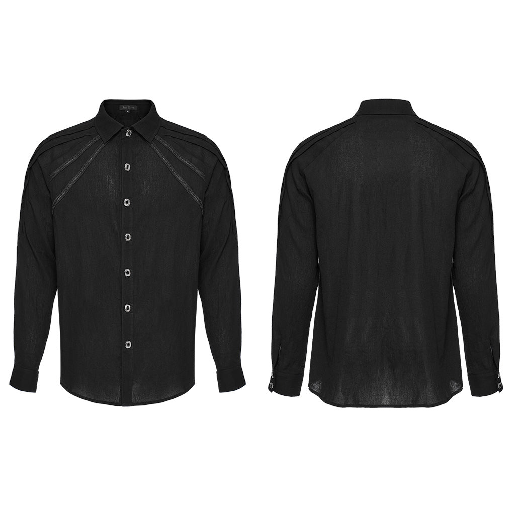 WY-1548CCM Mens Gothic Shirt Button-Up black Long Sleeve Cotton Fashion