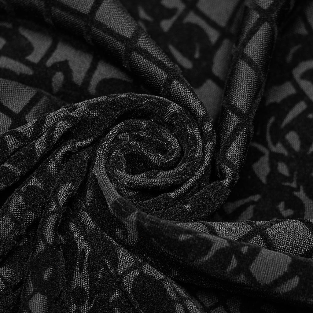 WY-1554CCM Punk Rave Gothic Shirt Velvet Jacquard Button-Up with Leather Trim?-??Punk Rave Clothing