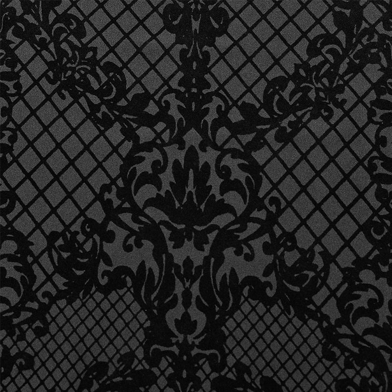 WY-1554CCM Punk Rave Gothic Shirt Velvet Jacquard Button-Up with Leather Trim?-??Punk Rave Clothing