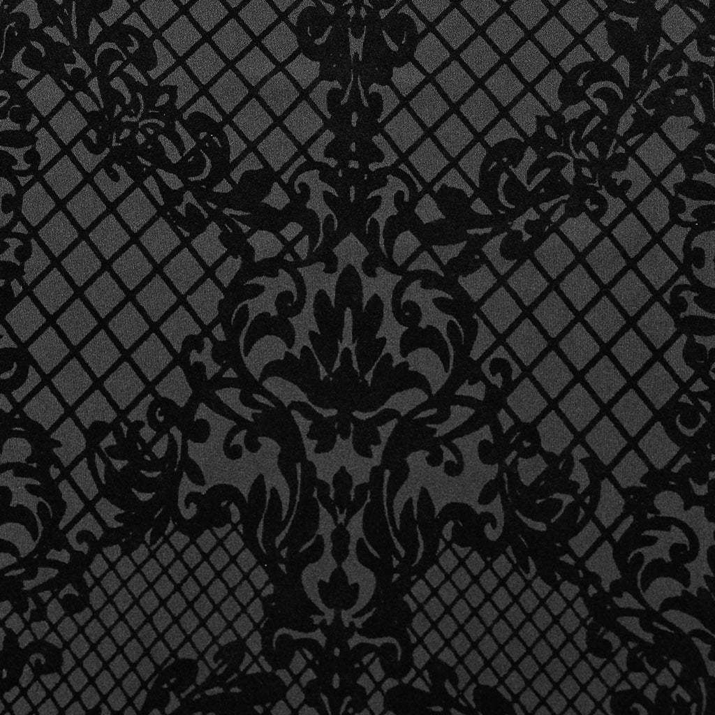 WY-1554CCM Punk Rave Gothic Shirt Velvet Jacquard Button-Up with Leather Trim?-??Punk Rave Clothing
