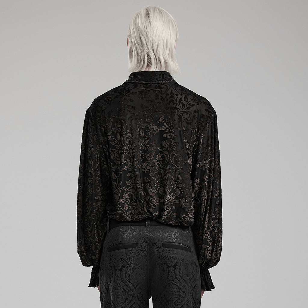 WY-1558CCM Gothic Dark Gold Brocade Long Sleeve Shirt?-??Punk Rave Clothing