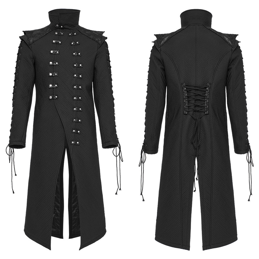 WY-1561MCM Punk Rave Gothic Military Coat Long black Steampunk Jacket?-??Punk Rave Clothing
