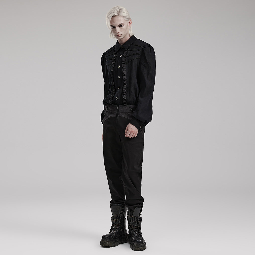 WY-1562CCM Punk Rave Gothic Ruffled black Shirt Vintage Victorian Style?-??Punk Rave Clothing