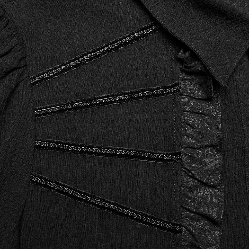 WY-1562CCM Punk Rave Gothic Ruffled black Shirt Vintage Victorian Style?-??Punk Rave Clothing