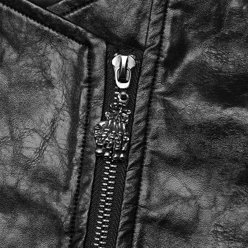 WY-1564PDM Punk Rave Punk Jacket Cropped black Faux Leather with Spiked Shoulders?-??Punk Rave Clothing