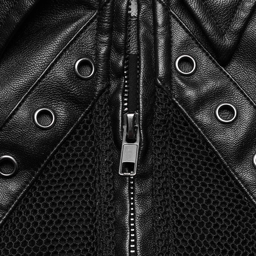 WY-1568PDF Punk Rave Punk Jacket Cropped Faux Leather Zip-Up with Studded Details?-??Punk Rave Clothing