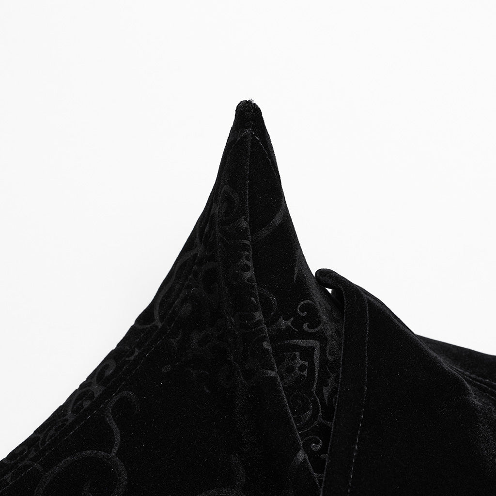 WY-1570XCM Punk Rave Gothic Coat Long black Velvet Victorian Trench with Spiked Shoulders?-??Punk Rave Clothing