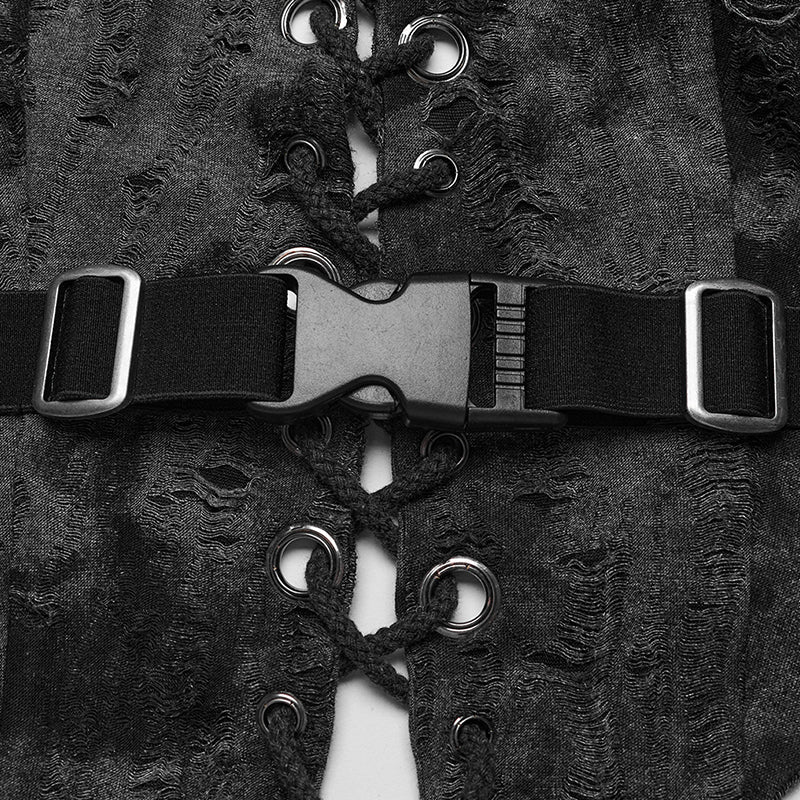 WY-1573MJF Punk Rave Punk Vest Lace-Up Halter Top with Metal Eyelets and Cut-Out Design?-??Punk Rave Clothing