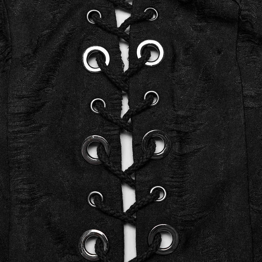 WY-1573MJF Punk Rave Punk Vest Lace-Up Halter Top with Metal Eyelets and Cut-Out Design?-??Punk Rave Clothing