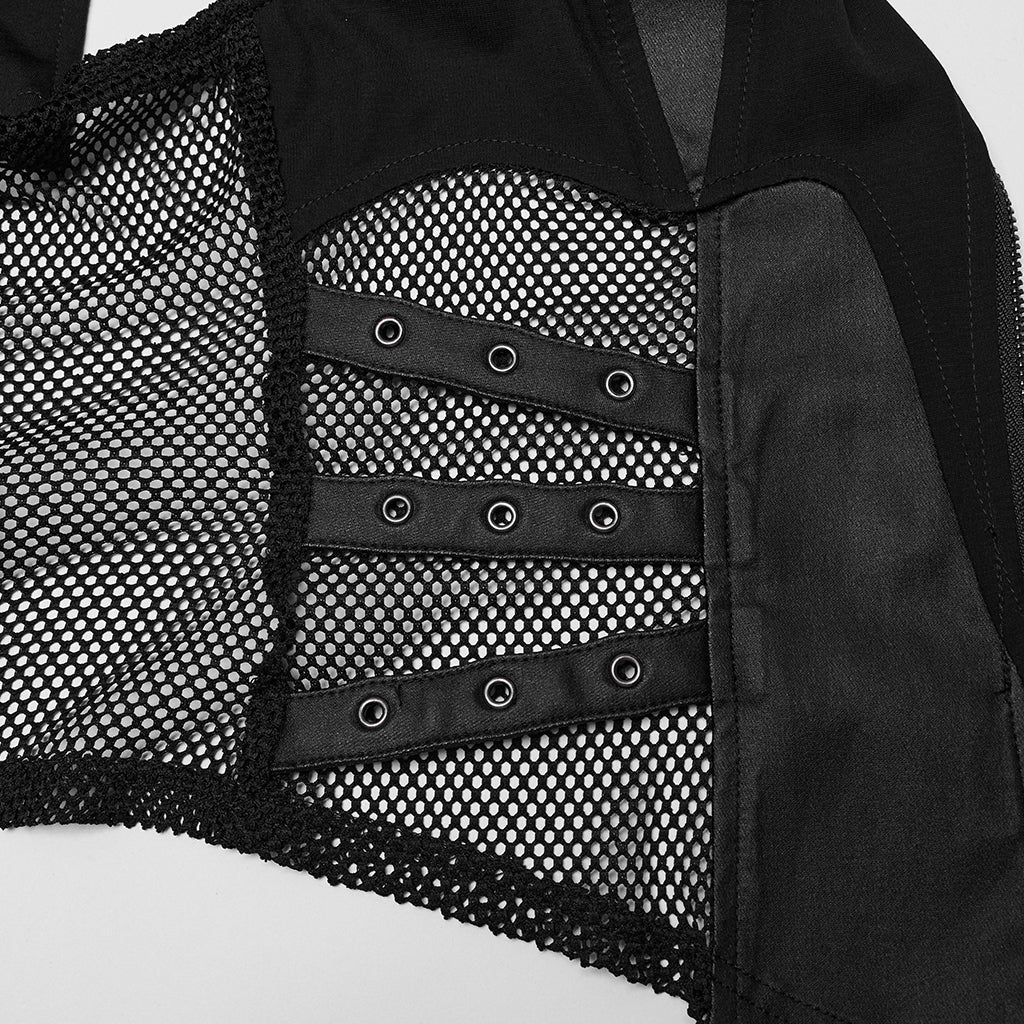 WY-1582MJF Edgy Gothic Punk Vest with Strap Detail and Zipper Closure