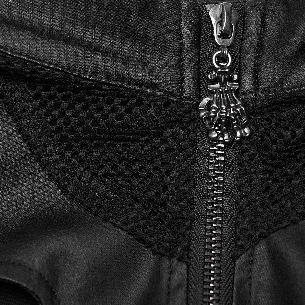 WY-1582MJF Edgy Gothic Punk Vest with Strap Detail and Zipper Closure