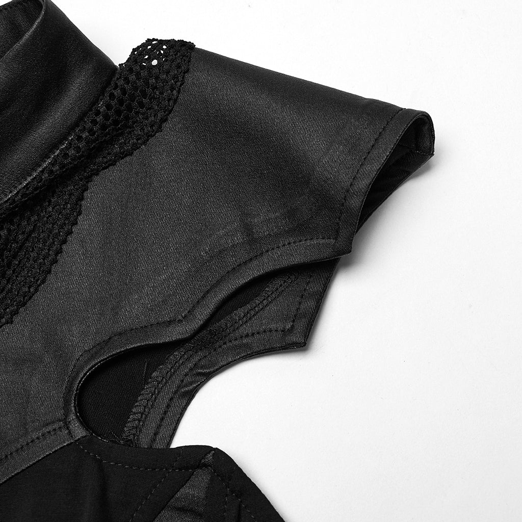WY-1582MJF Edgy Gothic Punk Vest with Strap Detail and Zipper Closure