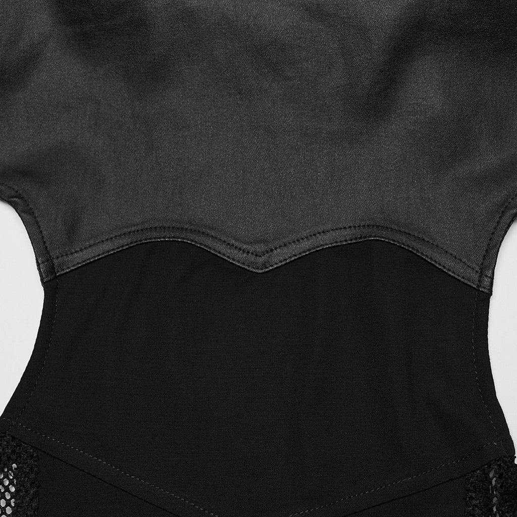 WY-1582MJF Edgy Gothic Punk Vest with Strap Detail and Zipper Closure