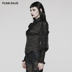 WY-1583CCF Punk Rave Gothic Shirt Victorian Lace Long Sleeve Blouse with Ruffle Detail