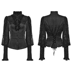 WY-1583CCF Punk Rave Gothic Shirt Victorian Lace Long Sleeve Blouse with Ruffle Detail