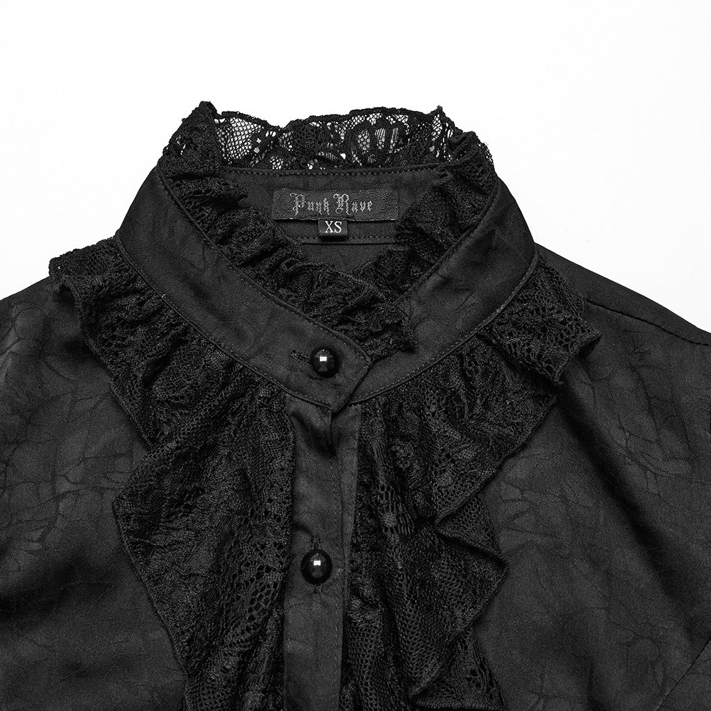 WY-1583CCF Punk Rave Gothic Shirt Victorian Lace Long Sleeve Blouse with Ruffle Detail?-??Punk Rave Clothing