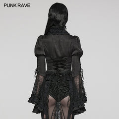 WY-1589CCF Punk Rave Gothic Lace-Up Victorian Blouse with Bell Sleeves