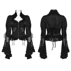 WY-1589CCF Punk Rave Gothic Lace-Up Victorian Blouse with Bell Sleeves